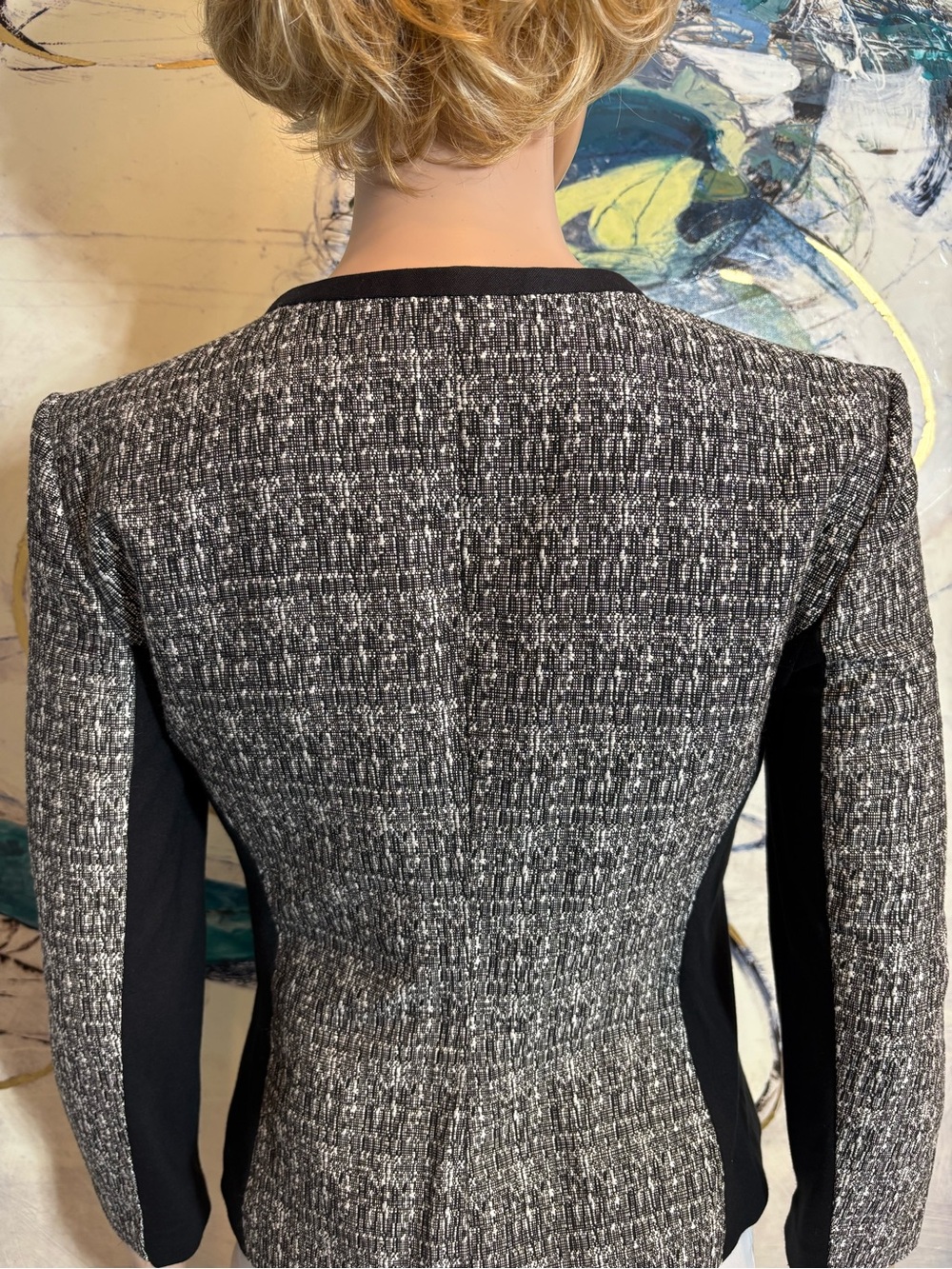 DKNYC Gray Tweed Zip-Front Blazer with Black Trim - Picture 9 of 14